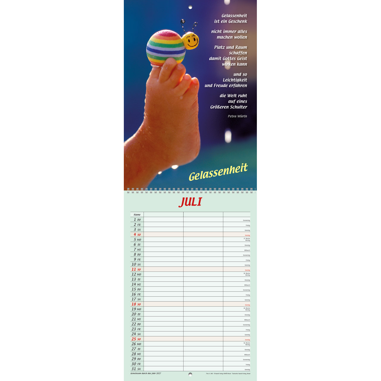 Terminkalender - Gemeinsam durch das Jahr 2027