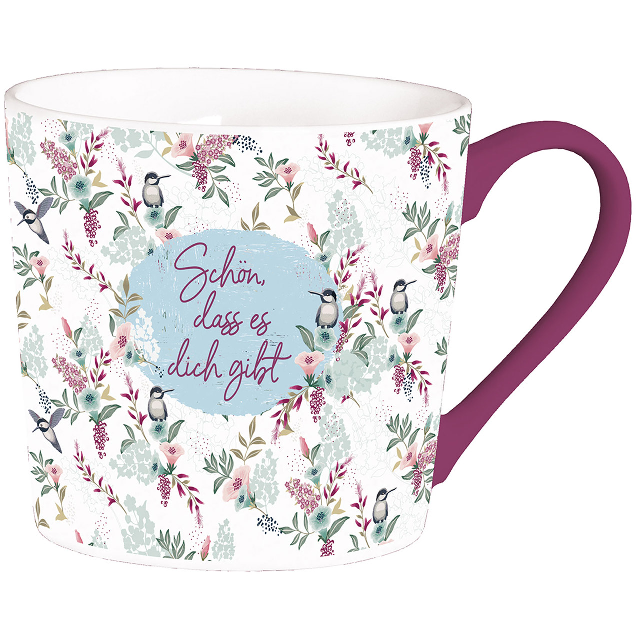 Tasse - Schön, dass es Dich gibt - Kolibri Blumen
