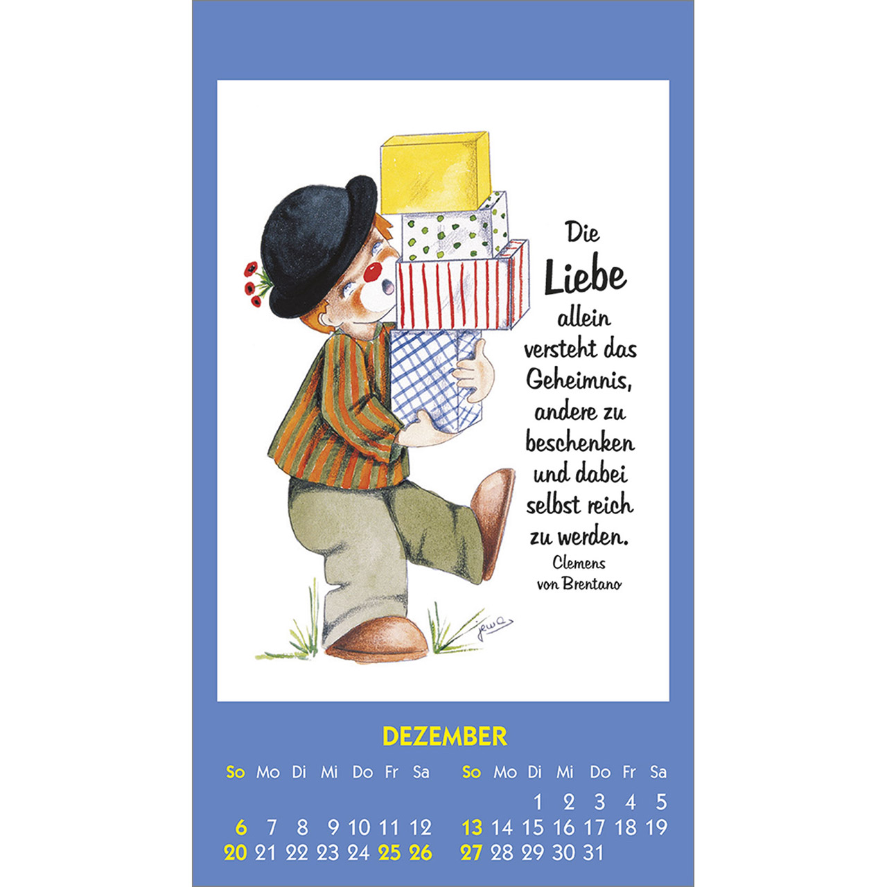 Aufkleberkalender - Kleine Clown-Grüße 2026