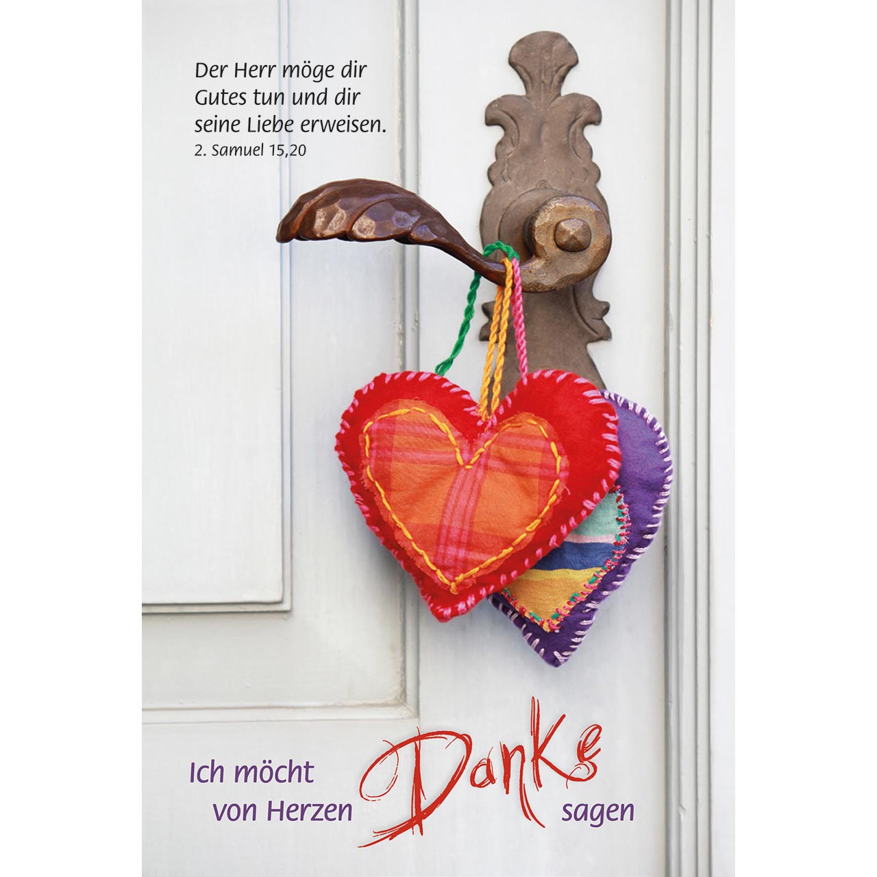 Faltkarte - Ich möcht von Herzen Danke sagen - Herzen an Türklinke