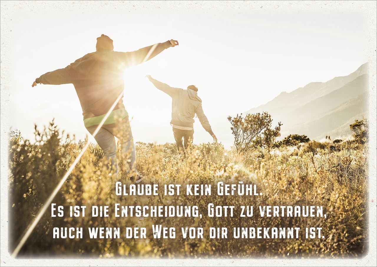 Postkarten - Postkarte 'Glaube ist kein Gefühl.' 12 Ex. - Landschaft Menschen
