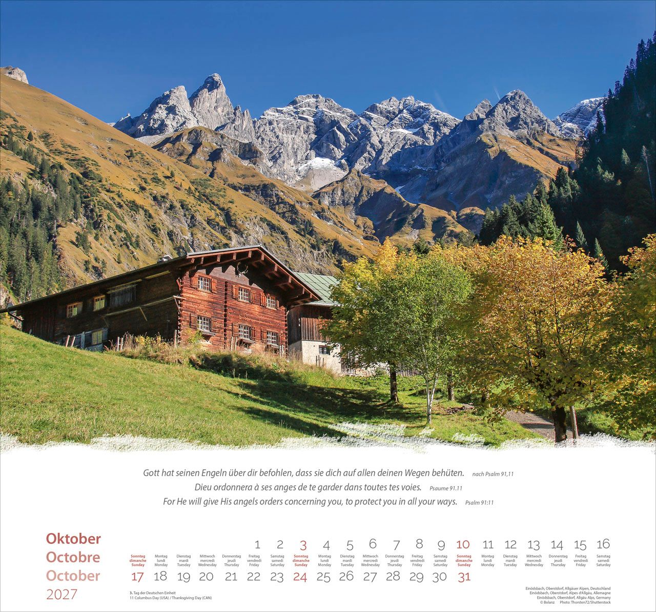 Wandkalender - Berge - Montagnes - Mountains 2027 Wandkalender