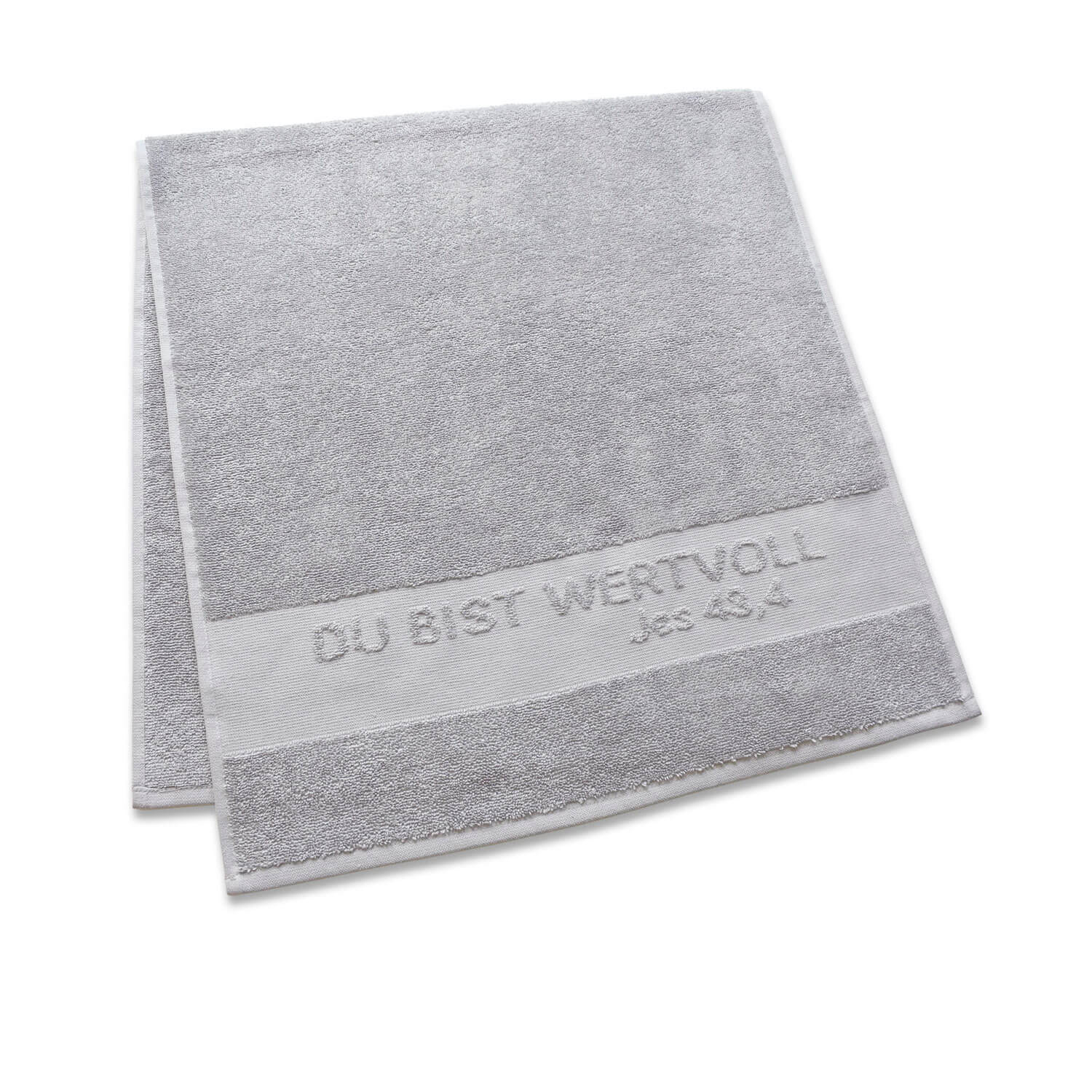 Handtuch - Handtuch 'Du bist wertvoll Jes.43,4' grau