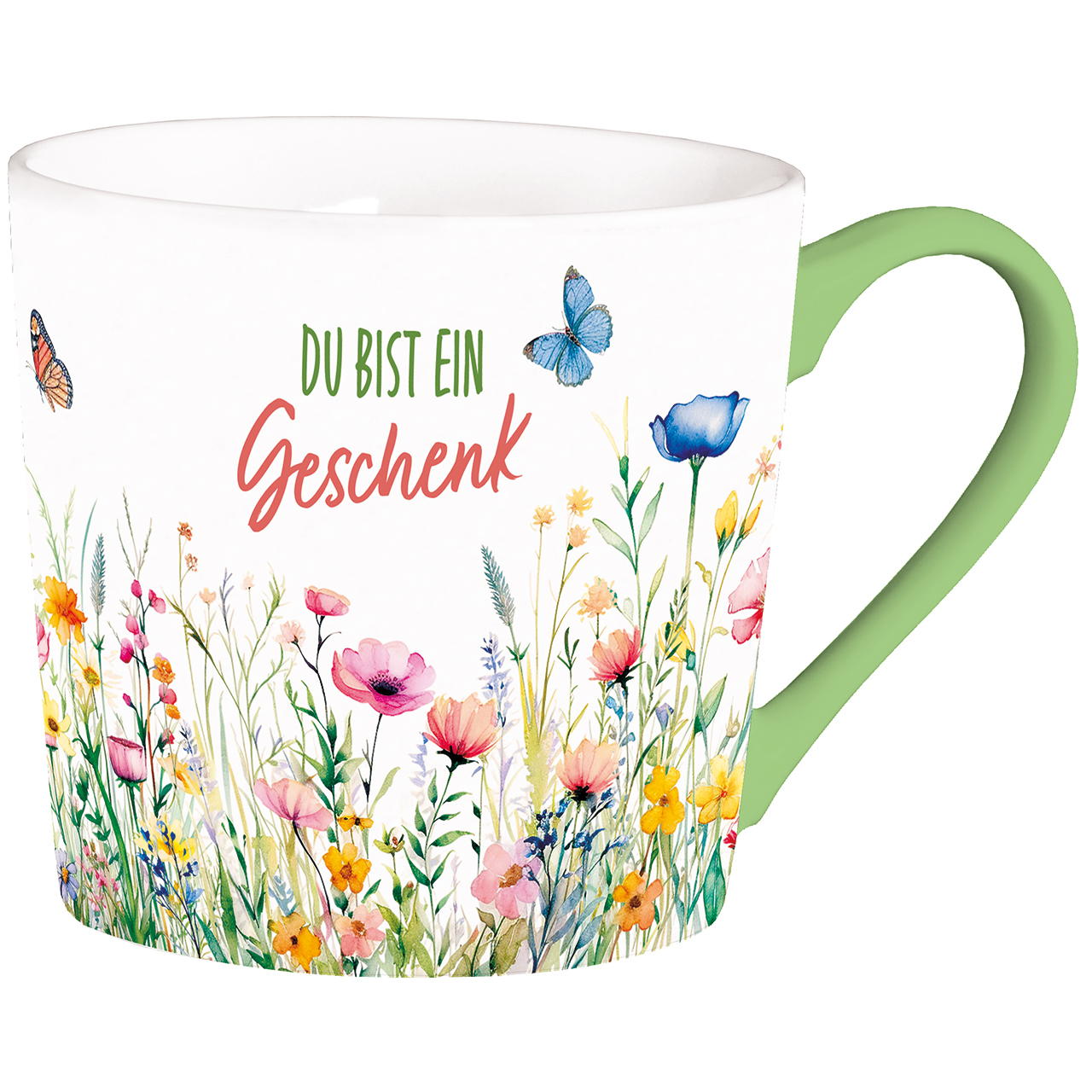 Tasse - Du bist ein Geschenk - Aquarell Blumen Schmetterling