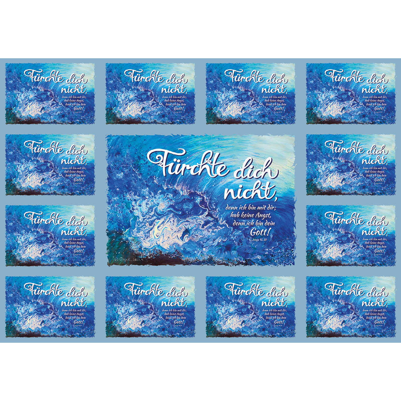 Postkarten mit Aufklebern - Fürchte dich nicht, denn ich bin mit dir; - Aquarell