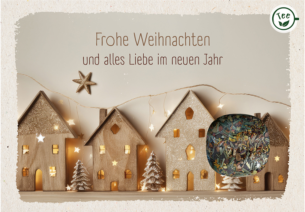 Lebensmittel-Karte - Teekarte 'Frohe Weihnachten und alles Liebe im neuen Jahr' - Karte Tee Häüser Stern