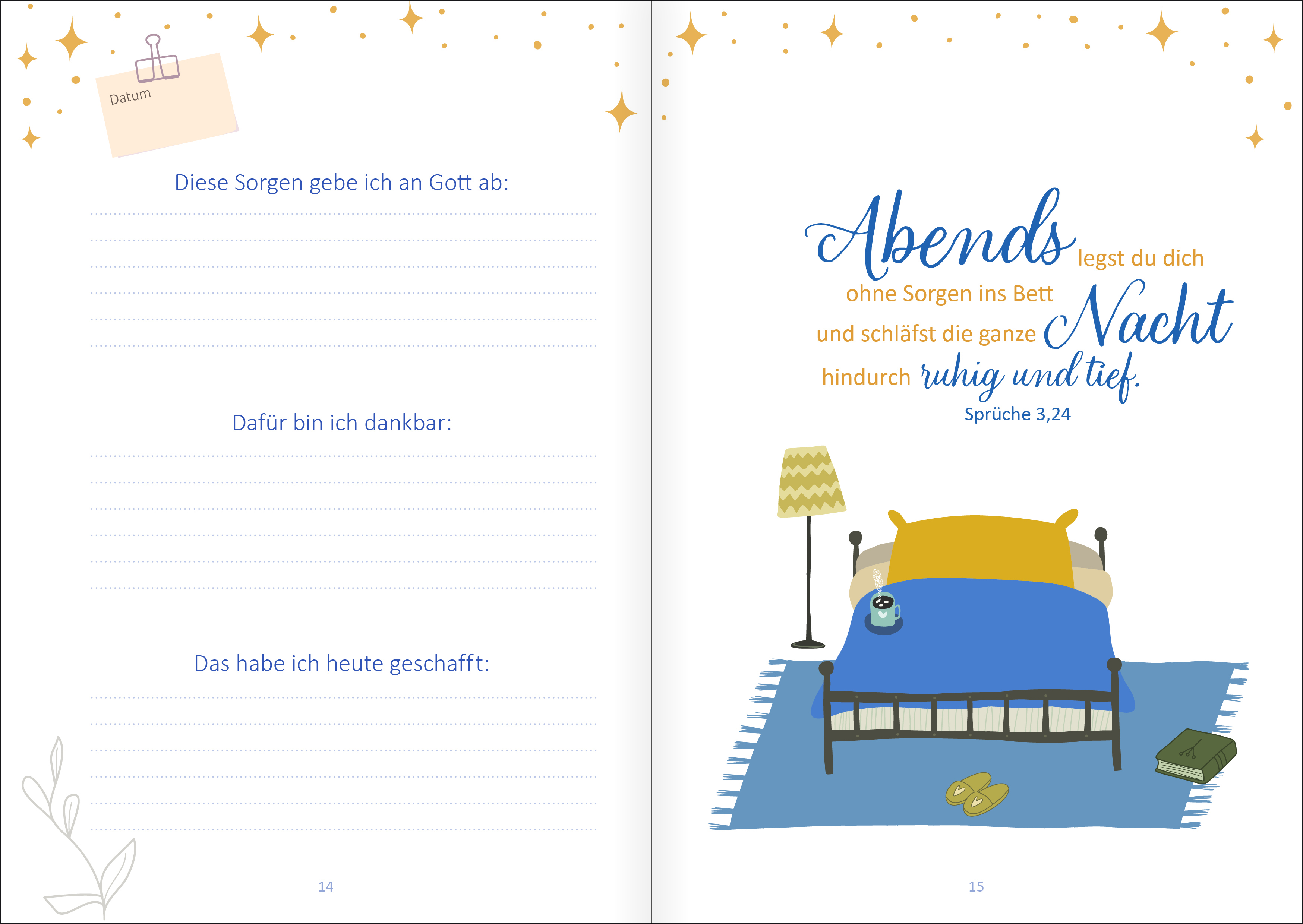 Tagebuch - Mein Gute-Nacht-Tagebuch - Grafik Kissen Buch Sterne Arme