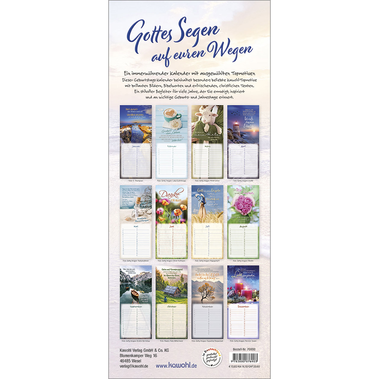 Immerwährender Kalender - Gottes Segen auf euren Wegen - Meer Segelboot