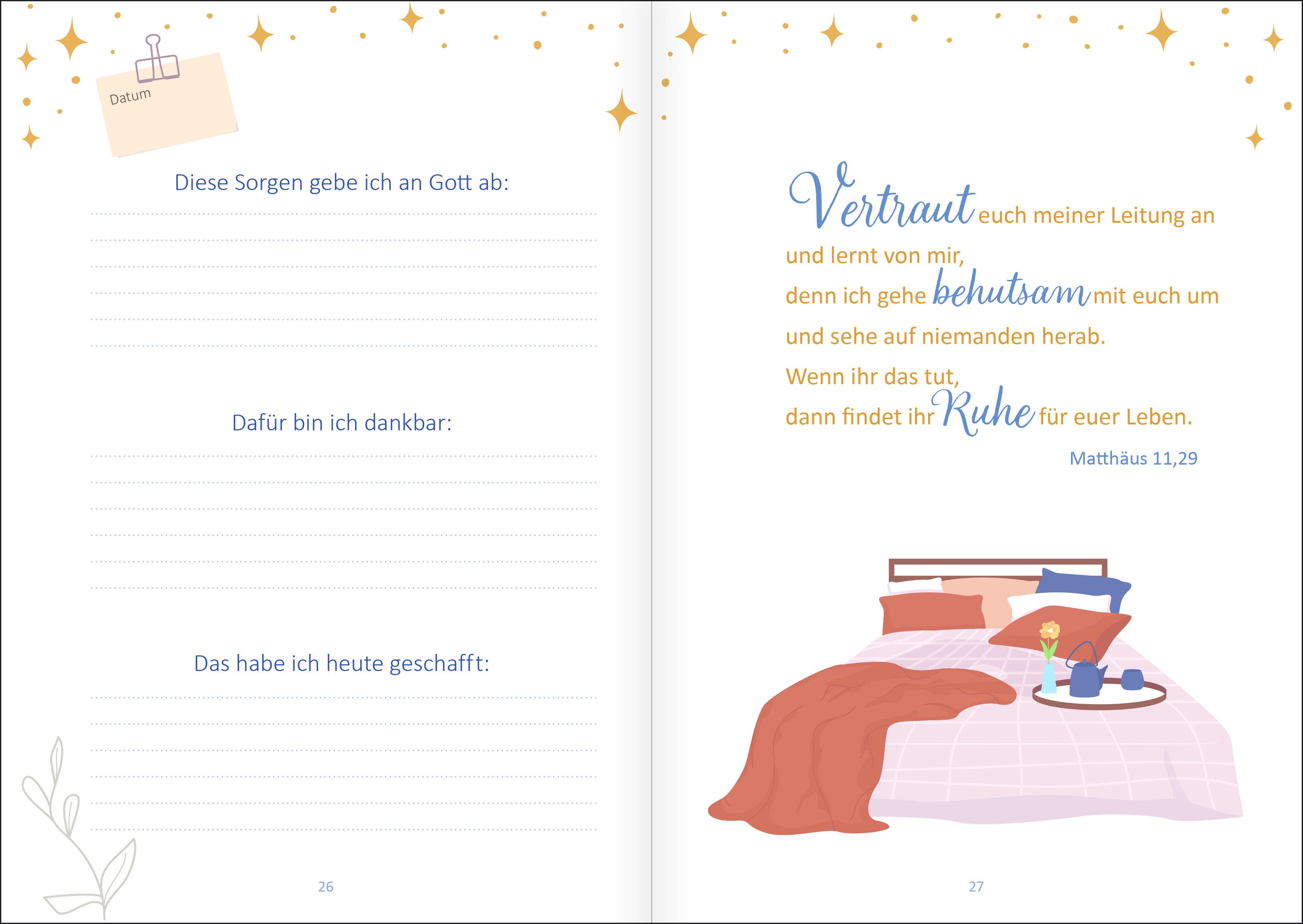 Tagebuch - Mein Gute-Nacht-Tagebuch - Grafik Kissen Buch Sterne Arme