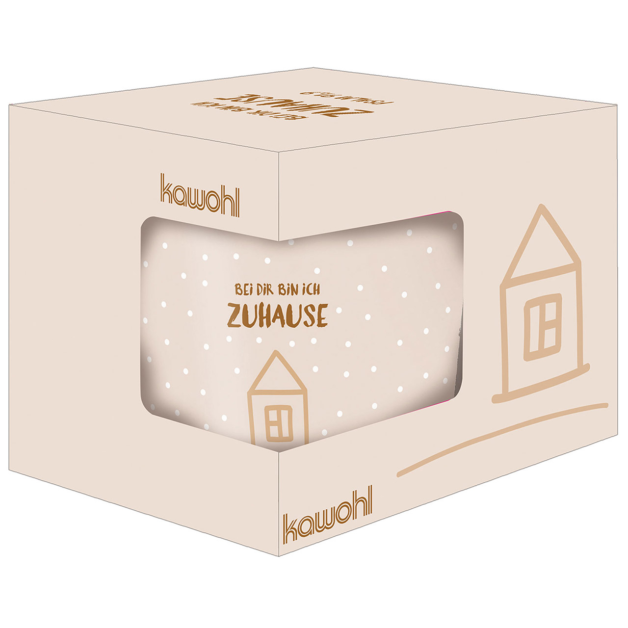 Tasse - Bei dir bin ich Zuhause - Haus Zeichnung Punkte