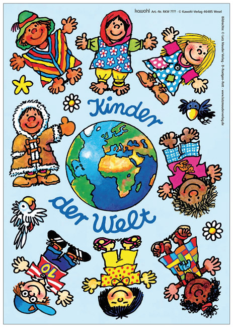 Fensterbild - Fensterbild: Kinder der Welt - Grafik Kinder Weltkugel