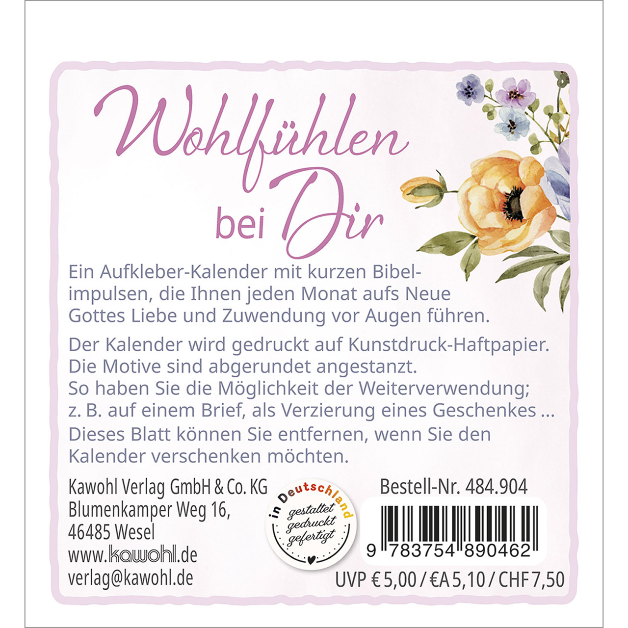Aufkleberkalender - Wohlfühlen bei Dir 2026