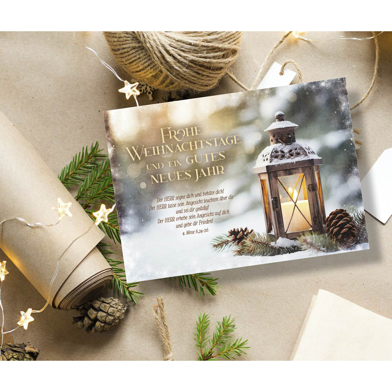 Postkarten - Postkarte 'Frohe Weihnachtstage und ein gutes neues Jahr' 12x Motiv: Laterne im 