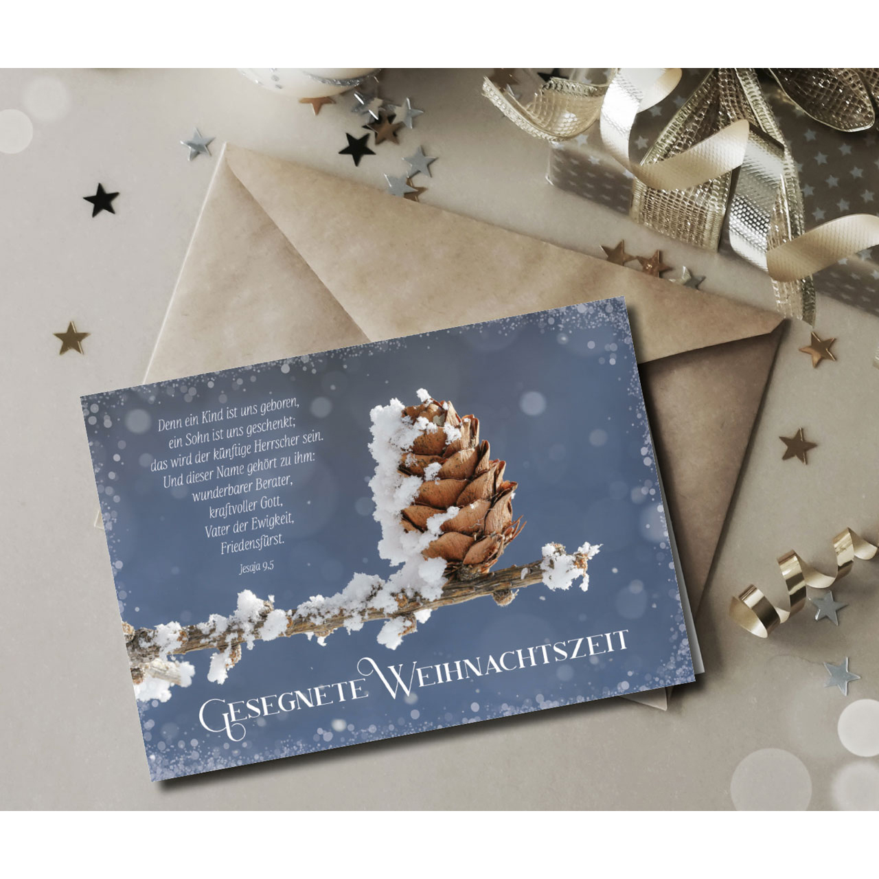 Faltkarte - Faltkarte 'Gesegnete Weihnachtszeit'  1x                    Motiv: Tannenzapfen