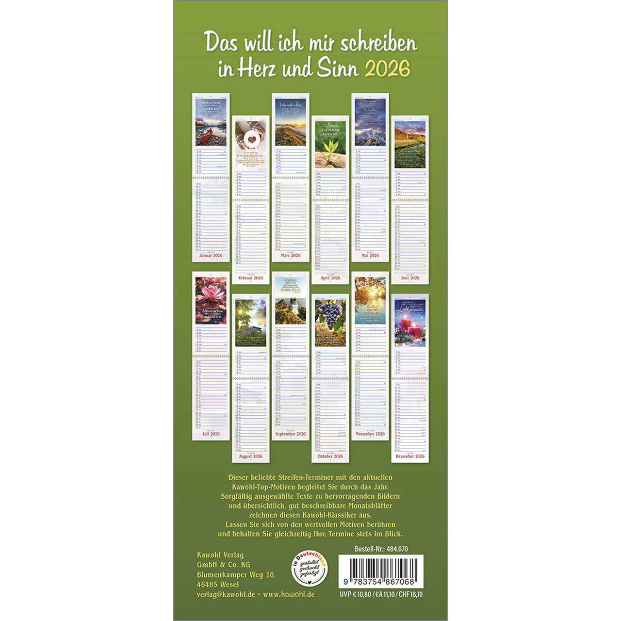 Terminkalender - Das will ich mir schreiben in Herz und Sinn 2026