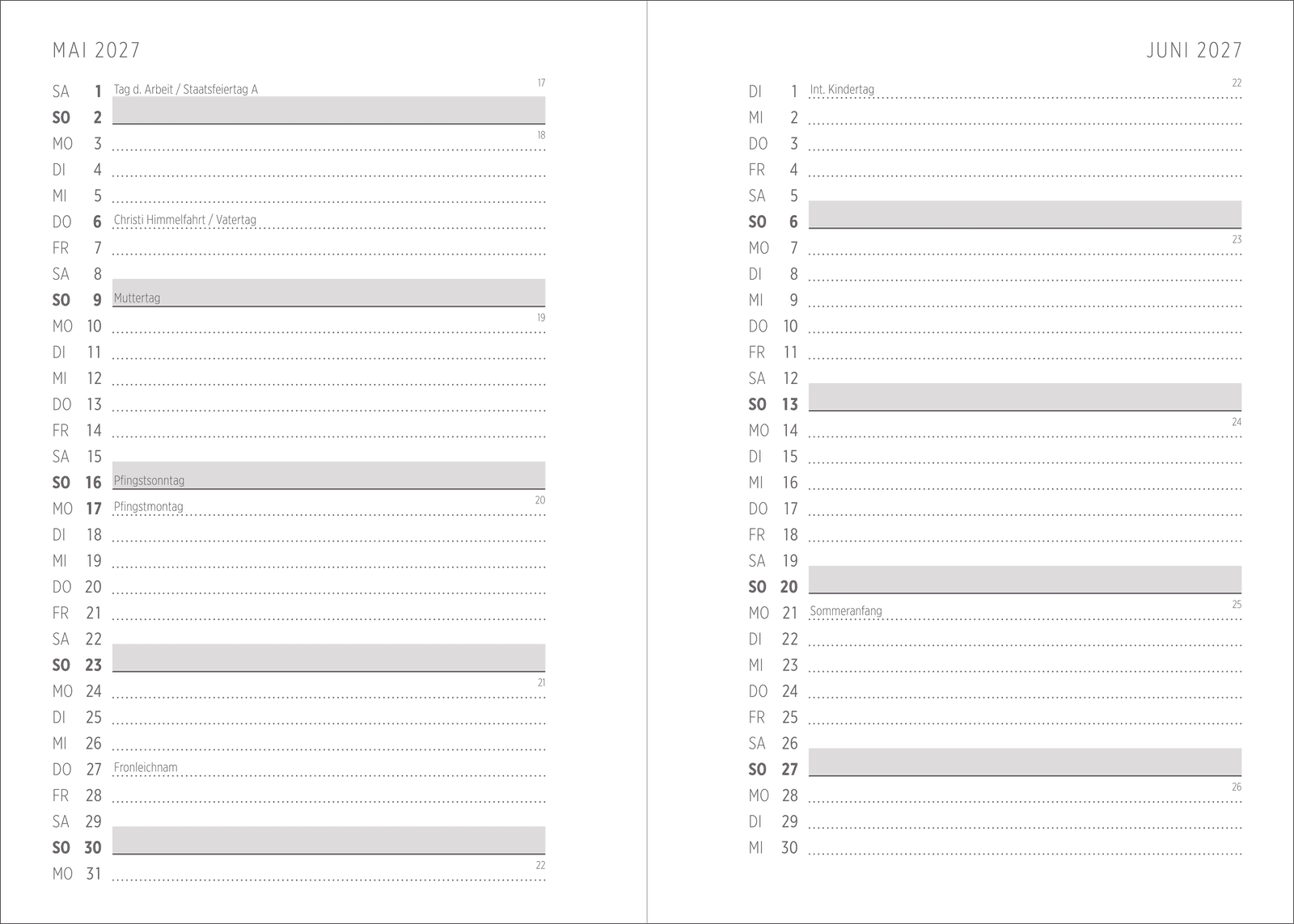 Terminkalender - Taschenkalender 2027 Vogel und Blüten