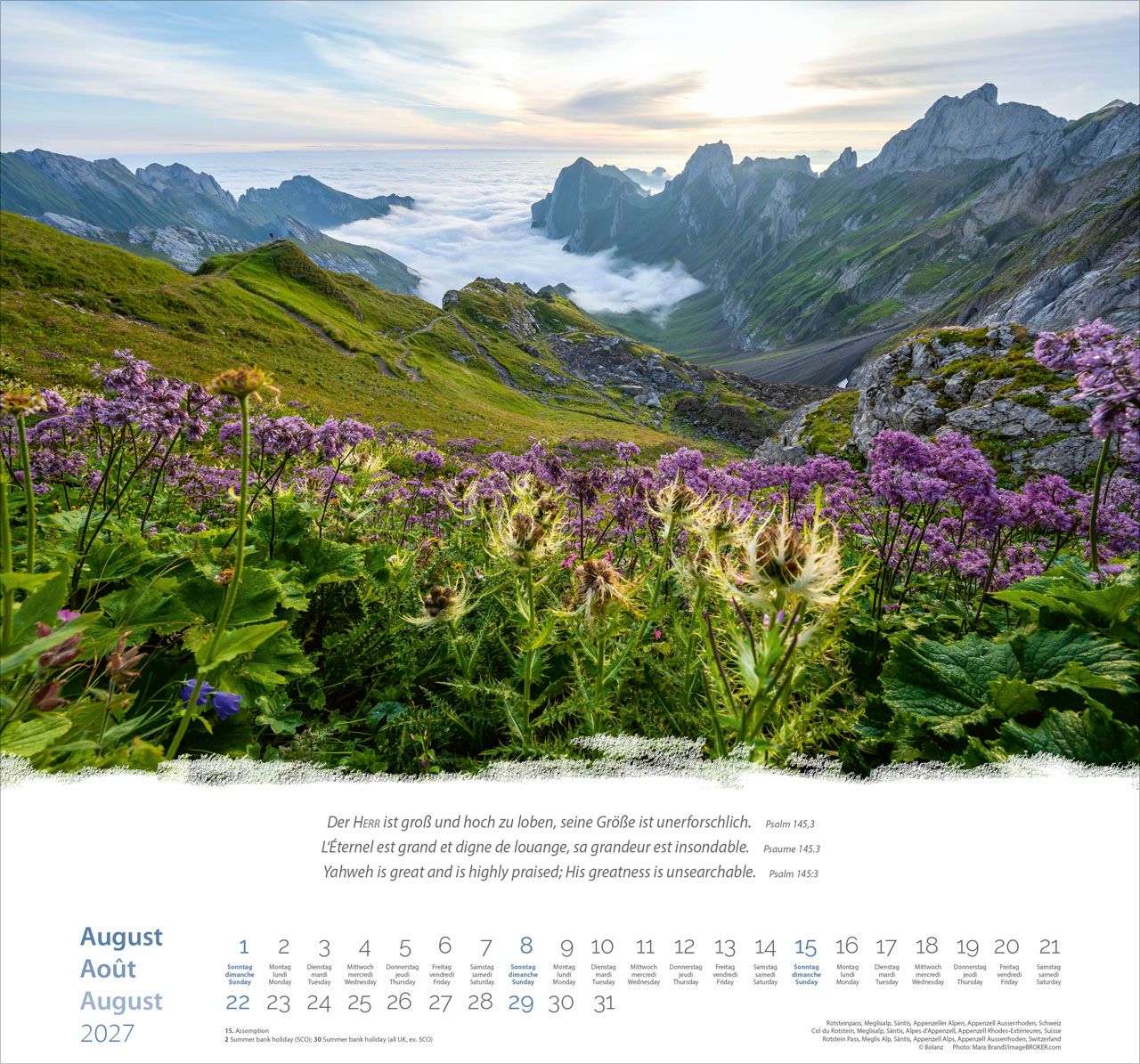 Wandkalender - Berge - Montagnes - Mountains 2027 Wandkalender