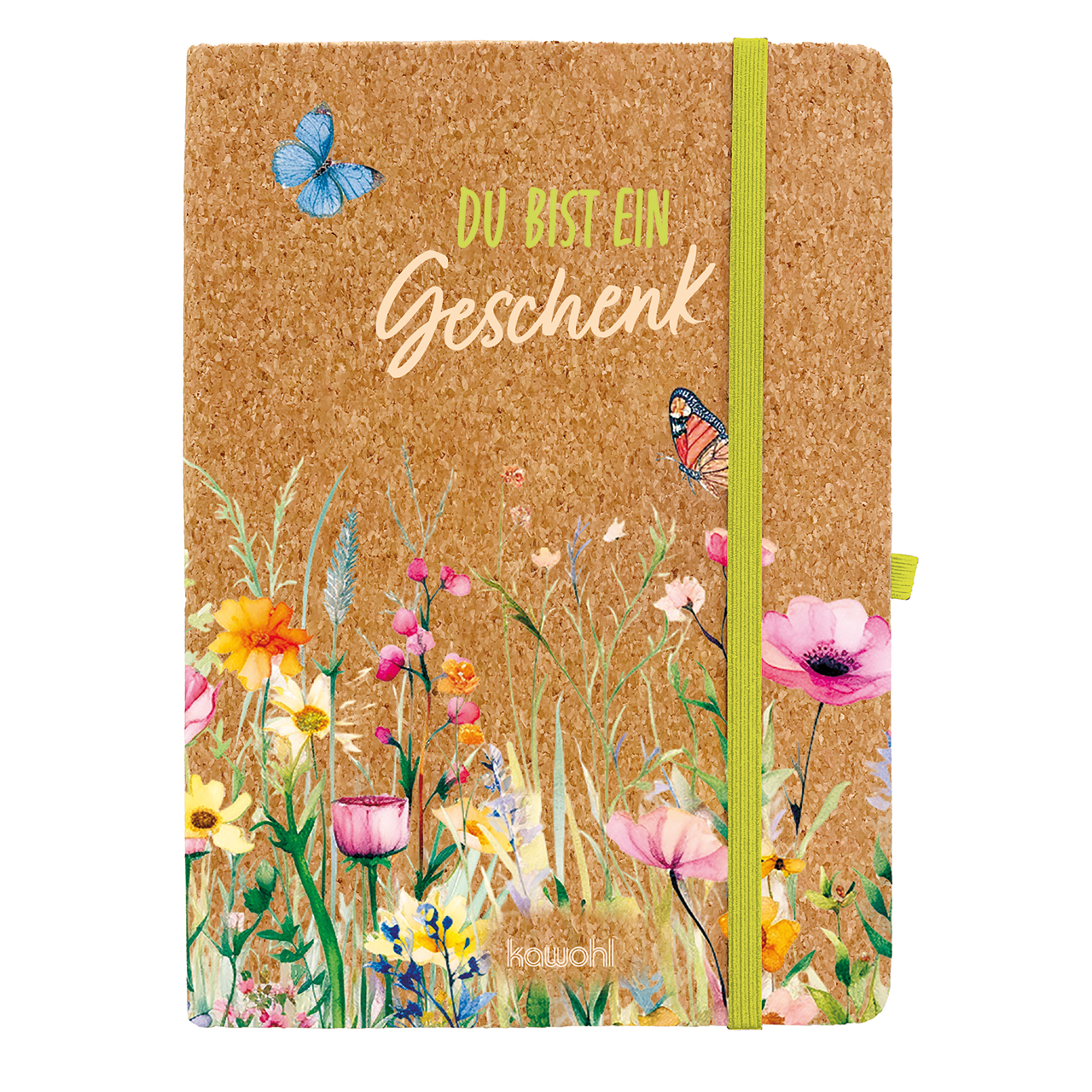 Notizbuch - Du bist ein Geschenk - Blumen Grafik Schmetterling