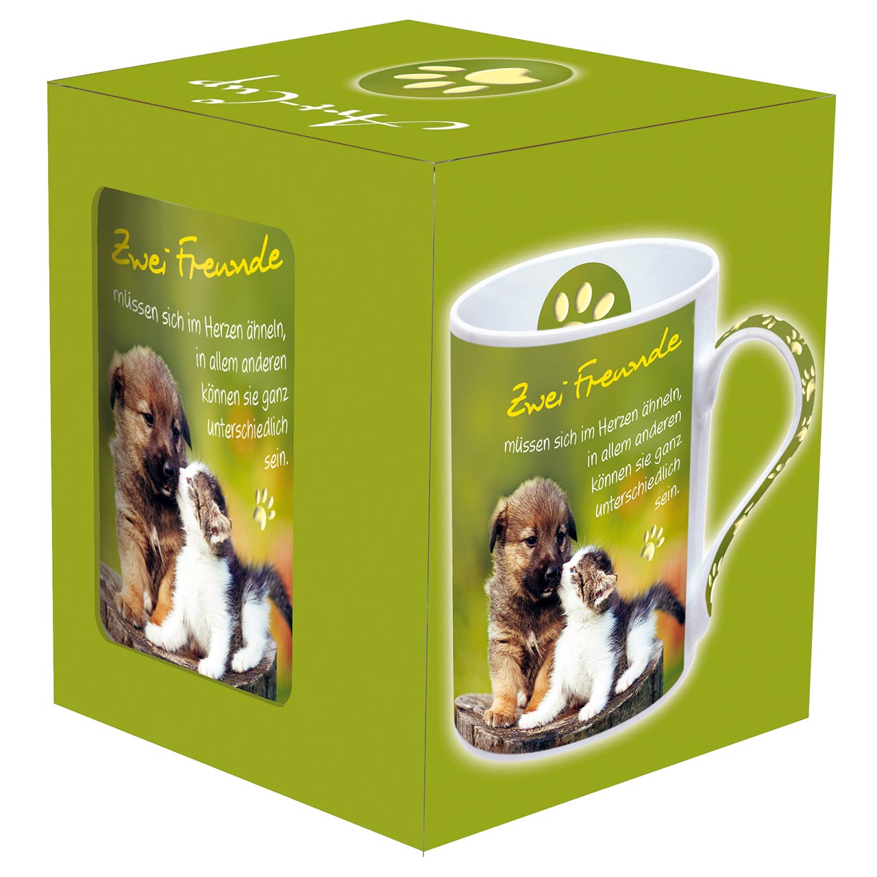 Tasse - Zwei Freunde - Hund und Katze - Welpe und Katze Hund und Katze