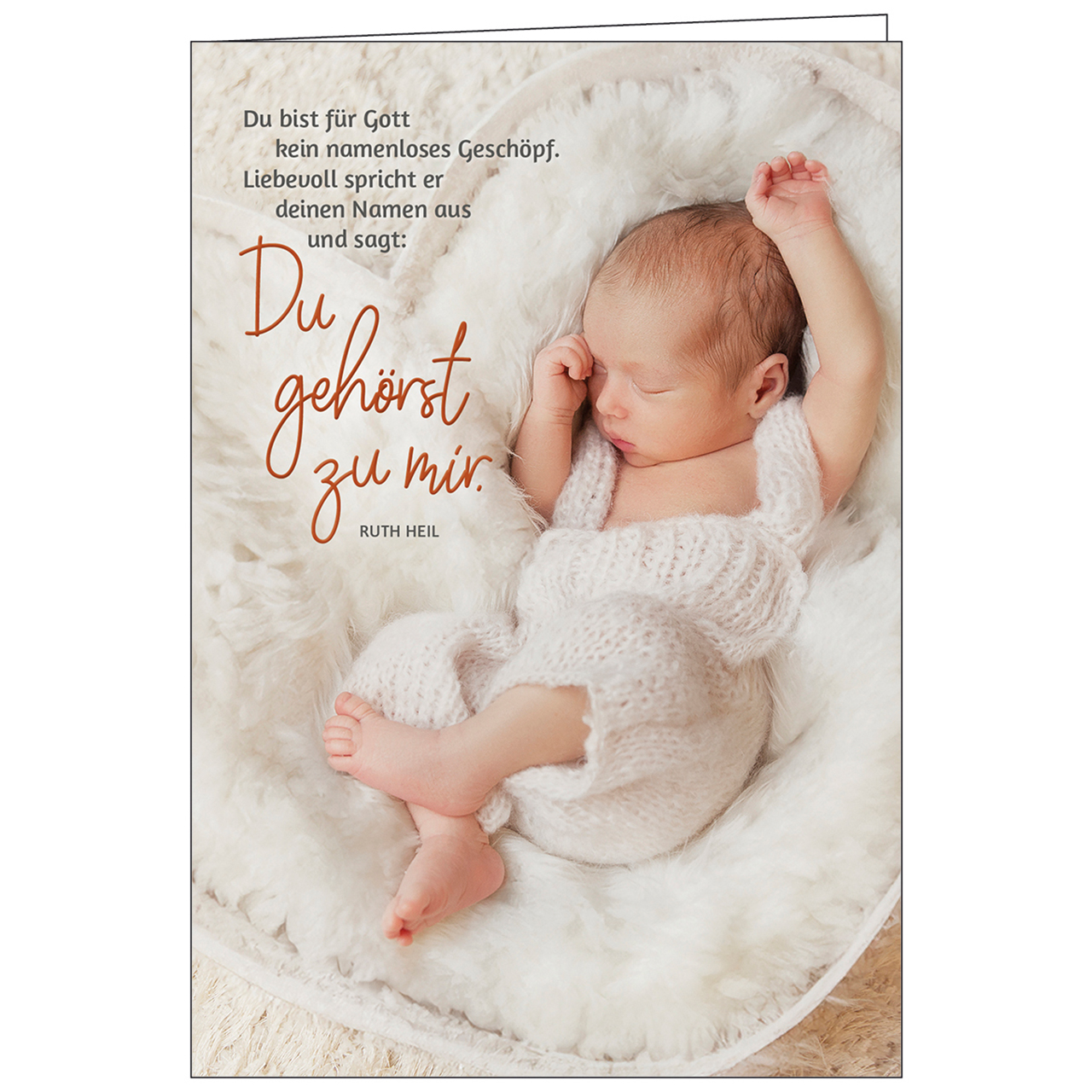 Faltkarte - Du gehörst zu mir - Baby Decke Fell Herz