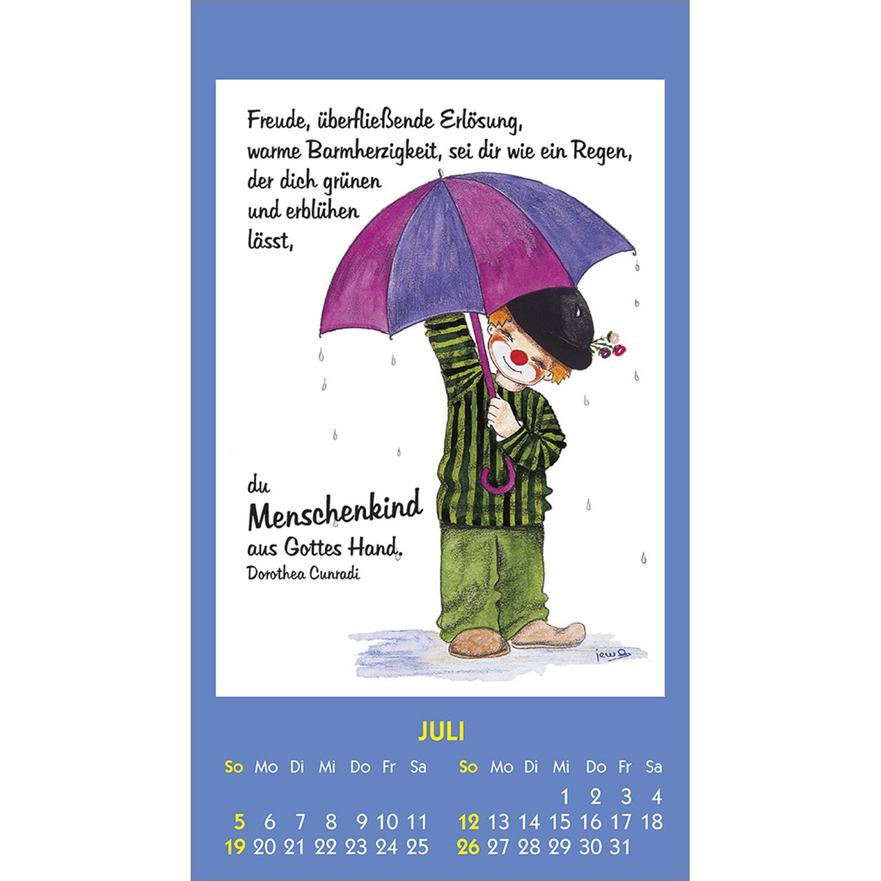 Aufkleberkalender - Kleine Clown-Grüße 2026