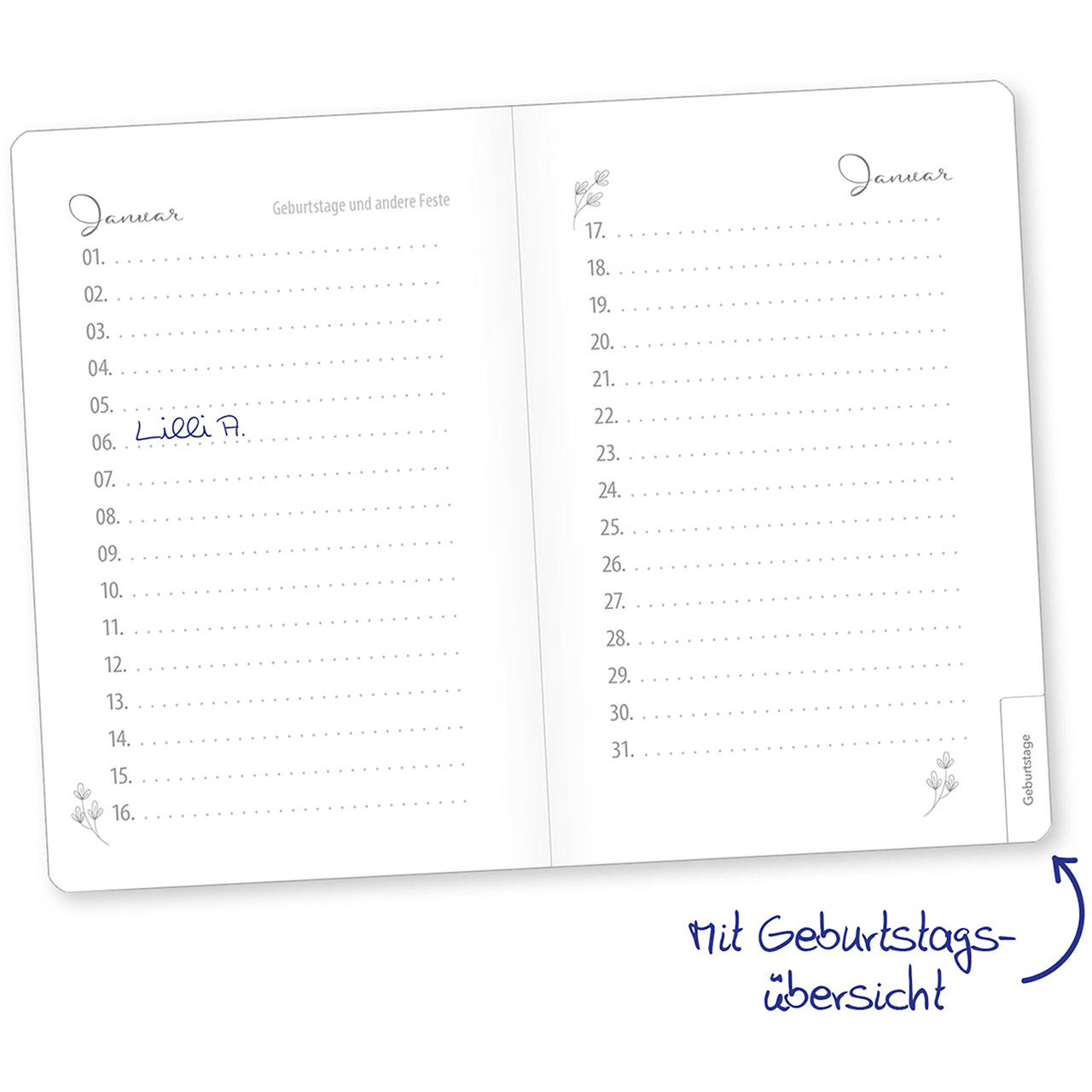 Adressbuch - wunderbar gesegnet - Meine Adressen - Blumen Grafik Aquarellblumen