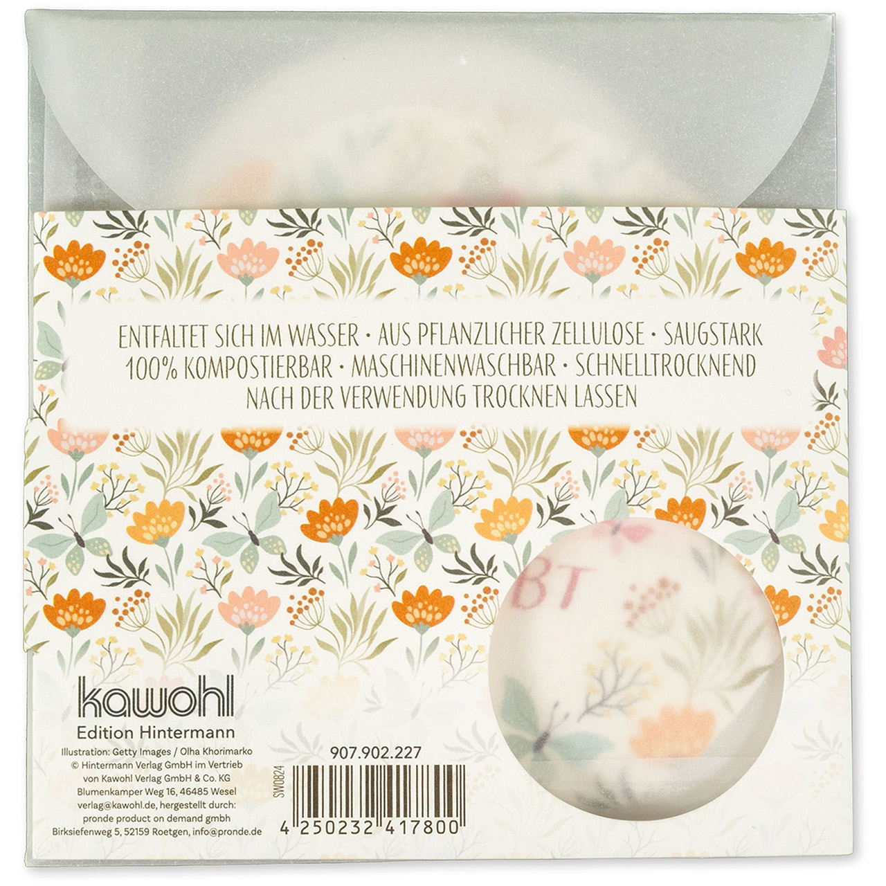 Schwamm - Schön, dass es dich gibt - Grafik Blumen Schmetterling