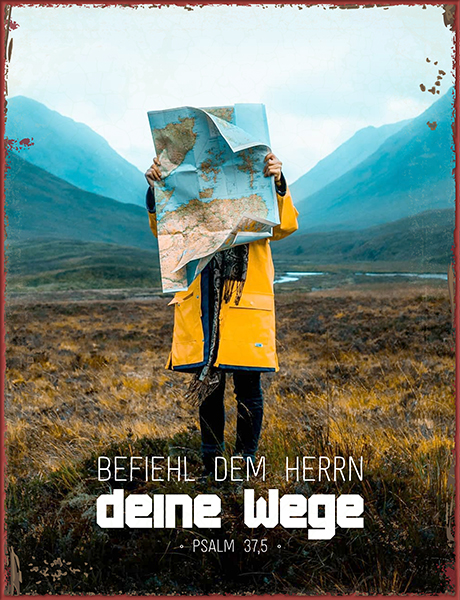 Wanddekoration - Metallschild 'Befiehl dem Herrn deine Wege. Psalm 37,5'