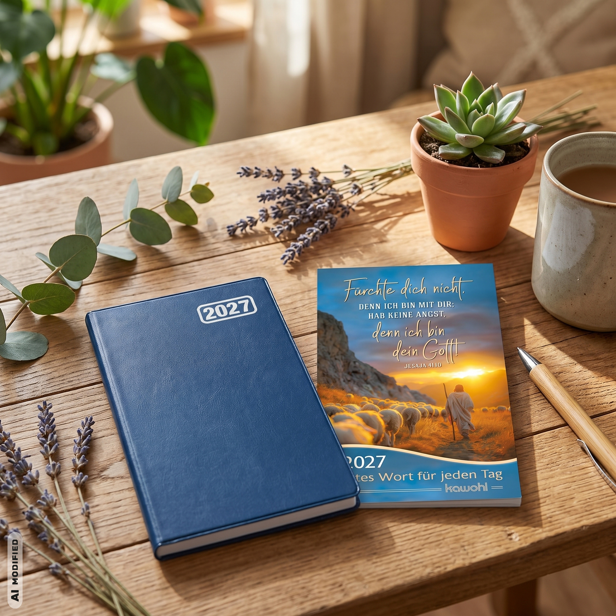 Terminkalender - Taschen-Terminer 2027 - Hirte Schafe Berge Felsen Sonnenuntergang Sonnenaufgang Wolken Stab Feld Umhang Sonne