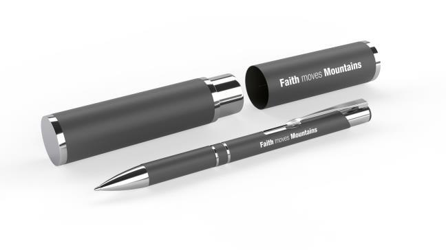 Kugelschreiber 'Faith moves Mountains' im Etui, anthrazit