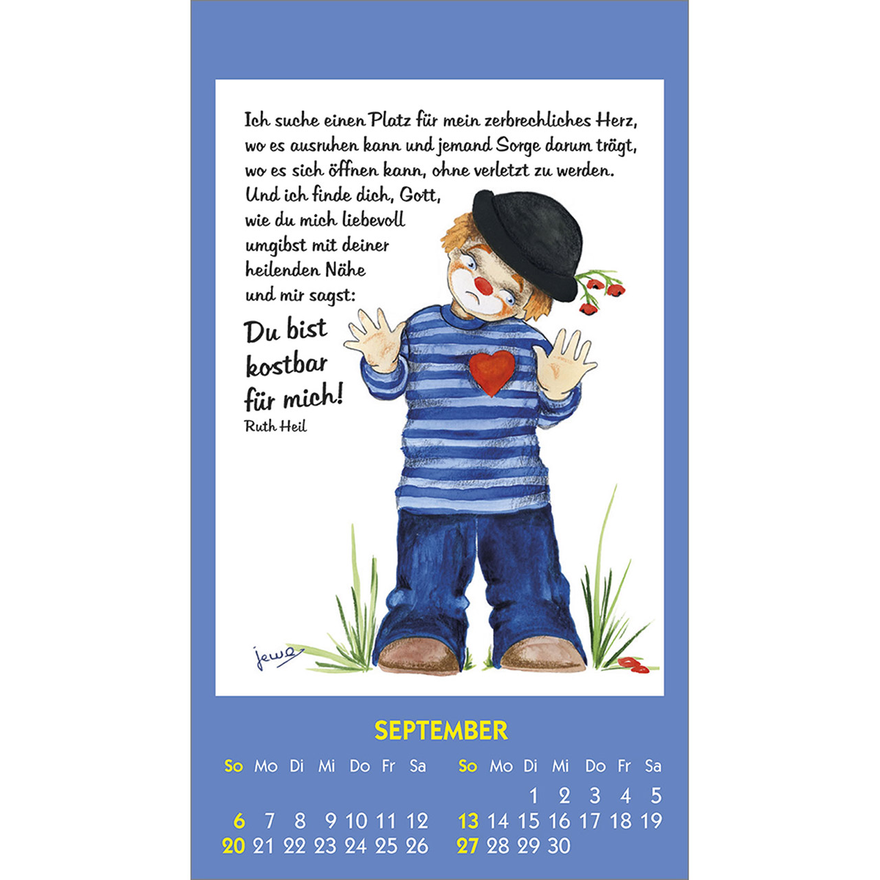 Aufkleberkalender - Kleine Clown-Grüße 2026