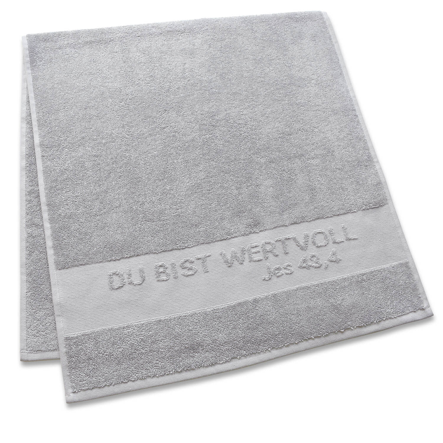 Badetuch - Dusch-/Badetuch 'Du bist wertvoll Jes.43,4' grau