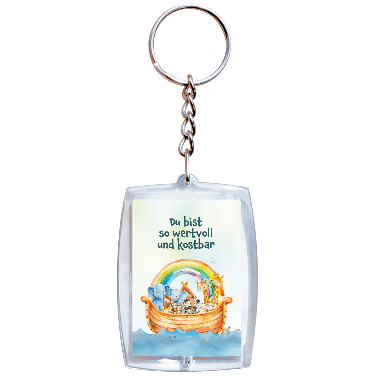 Schlüsselanhänger - Du bist so wertvoll und kostbar - Arche Noah Regenbogen Wasser Tiere