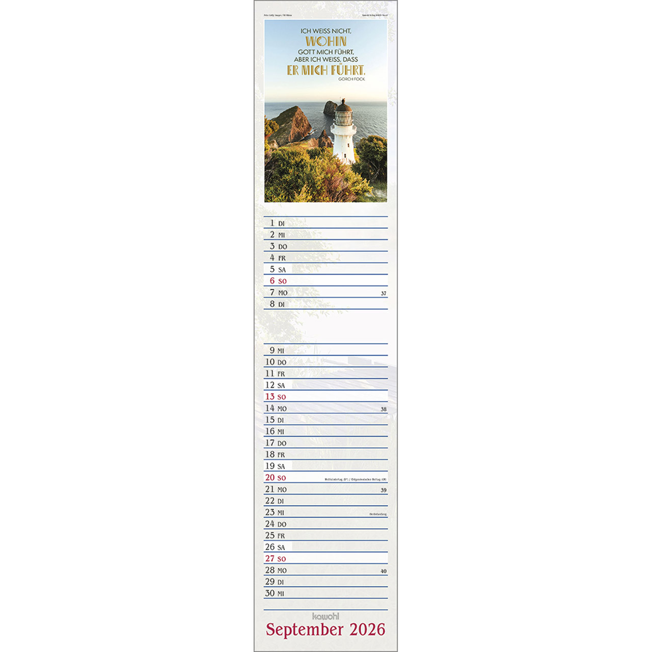 Terminkalender - Das will ich mir schreiben in Herz und Sinn 2026