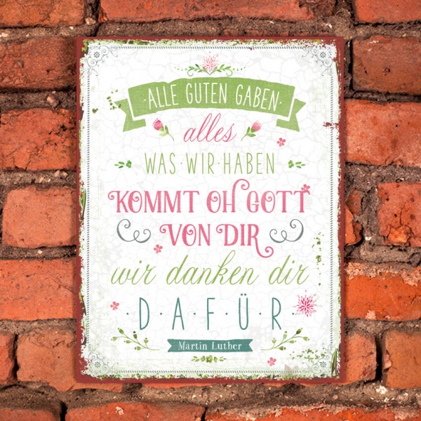 Wanddekoration - Metallschild 'Alle guten Gaben ...'