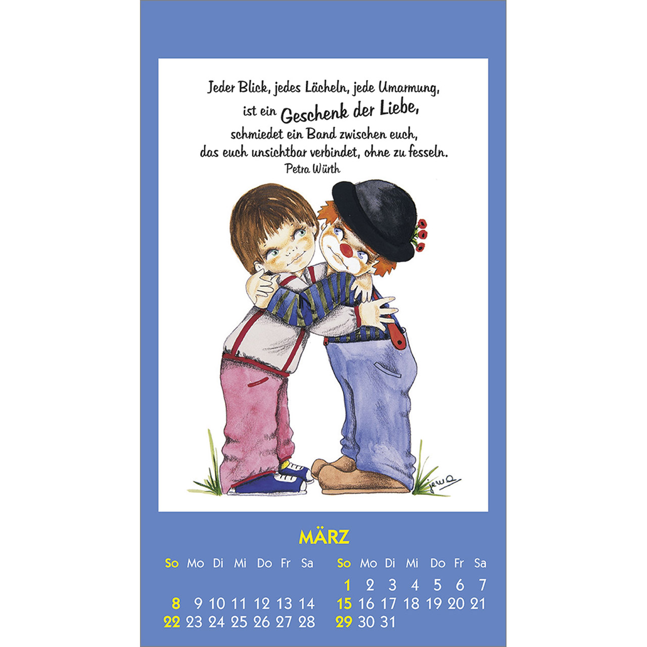 Aufkleberkalender - Kleine Clown-Grüße 2026