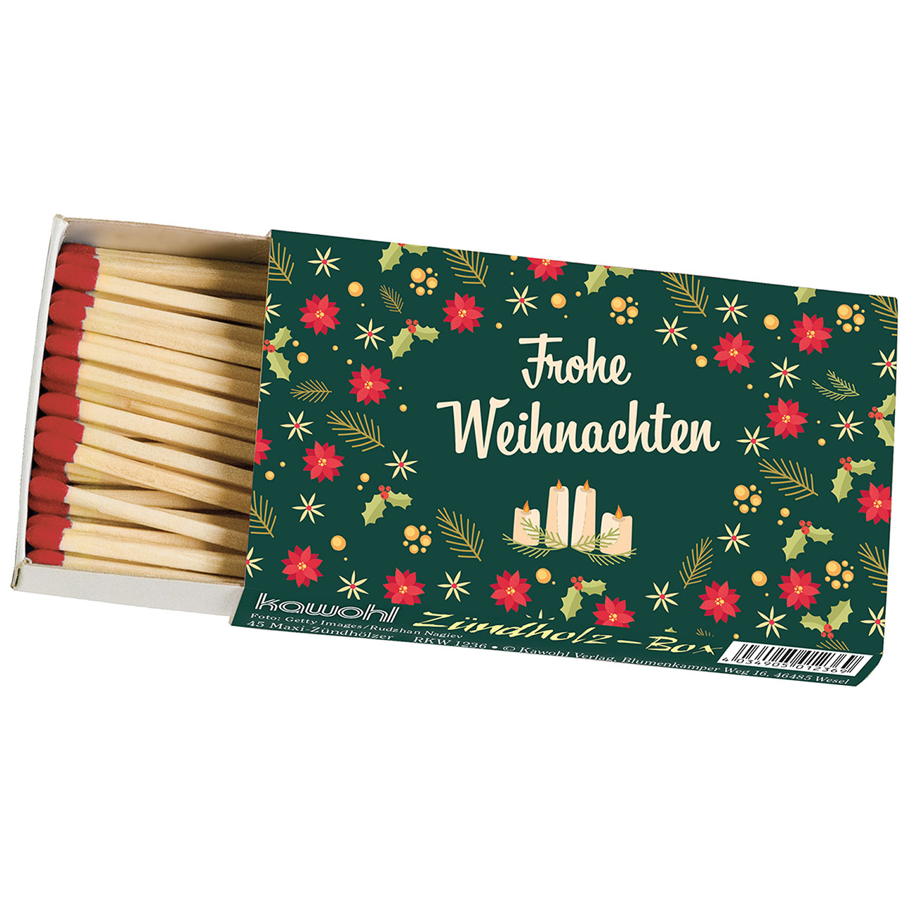 Frohe Weihnachten Streichhölzer - Frohe Weihnachten - Weihnachtsmuster grafisch Kerzen Tannenzweige Weihnachtsstern