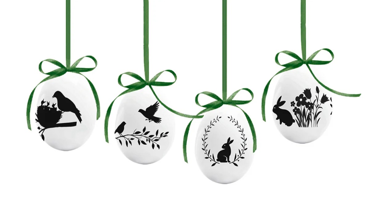 Dekoration - 4er-Set Ostereier "Scherenschnitt"