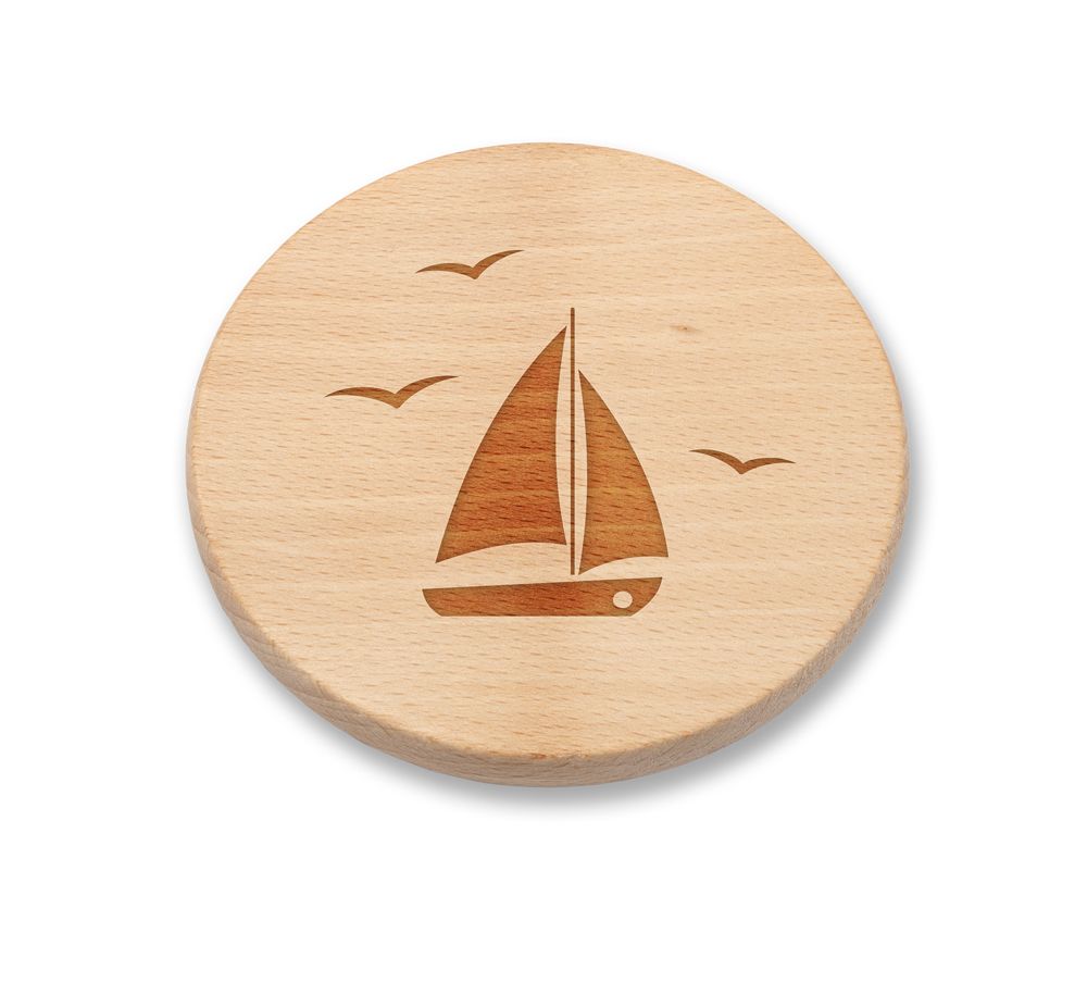 Tisch & Küche - Gläserabdeckung Segelboot - Deckel Holz Segelboot Schiff