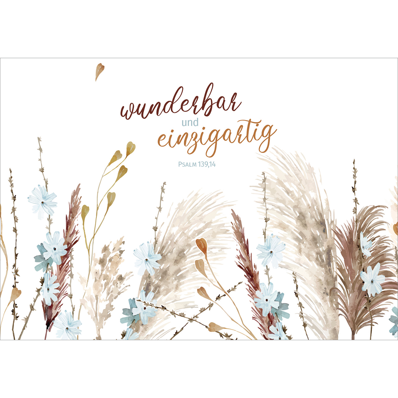 Postkarten - wunderbar und einzigartig - Gräser Grafik Bohostil