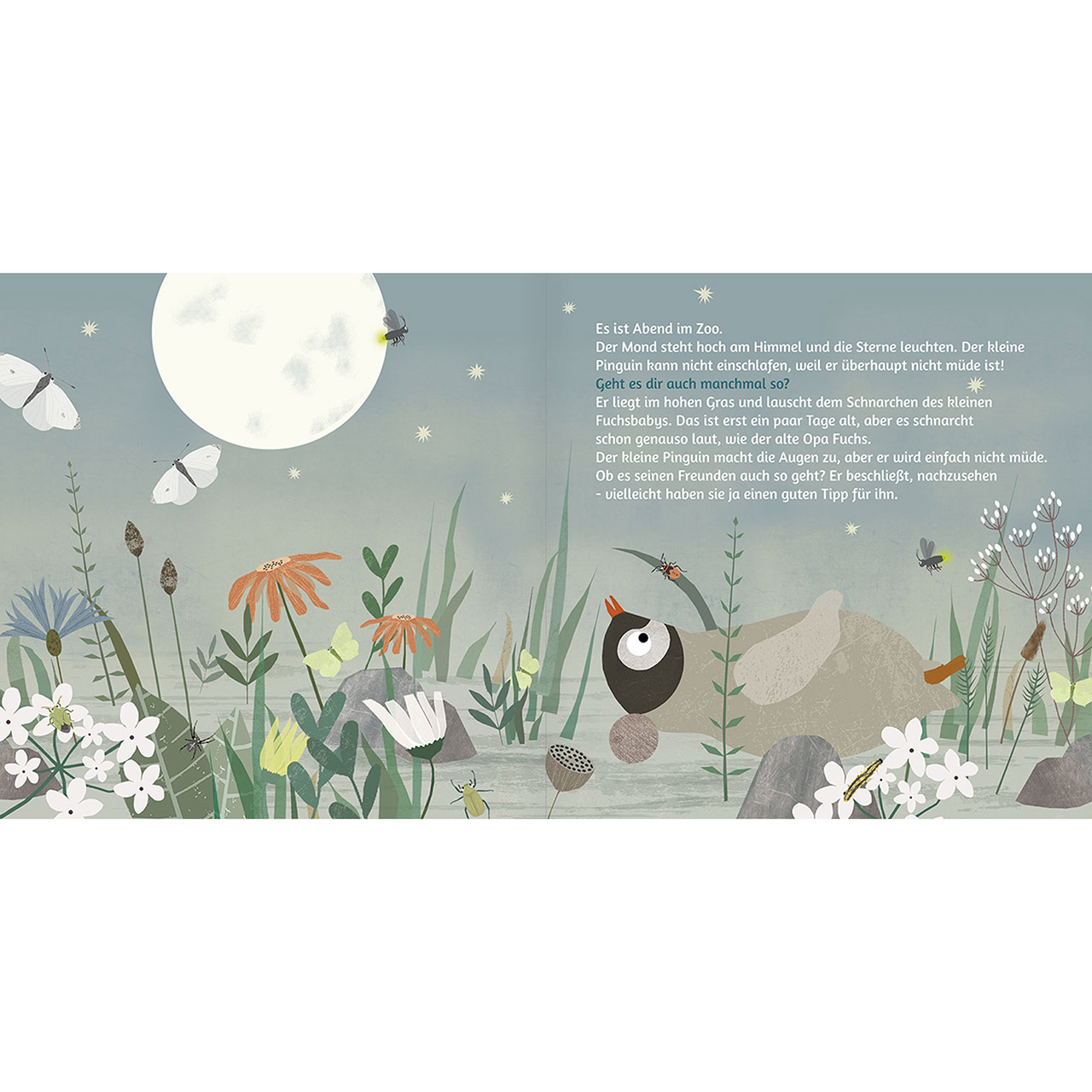 Geschenkbuch - Wunderbare gute Nacht - Pinguin Füchse Schmetterlinge Mond