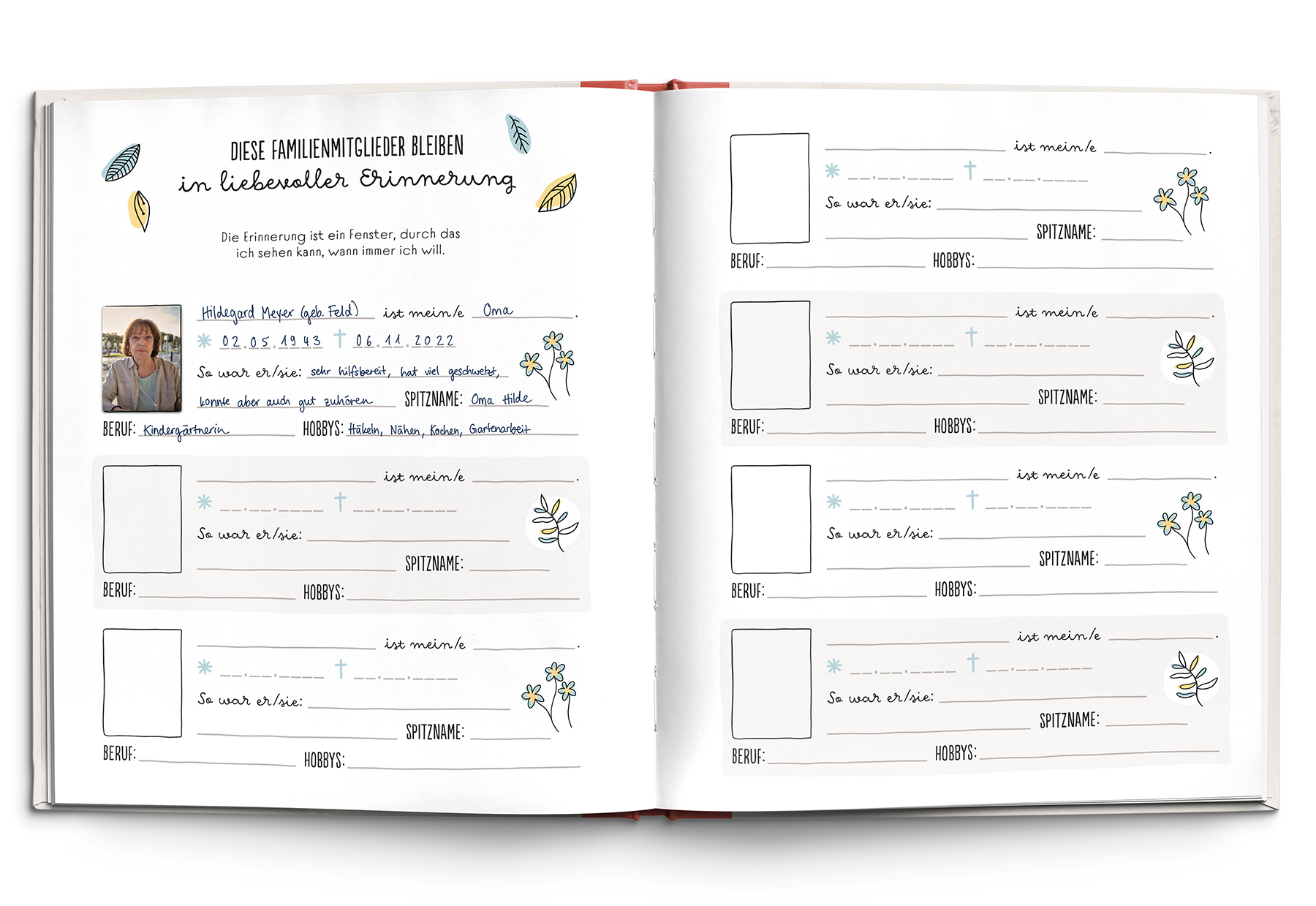 Buch - Meine Familie in einem Buch - Bilderrahmen Leuchturm Spiegel Fisch
