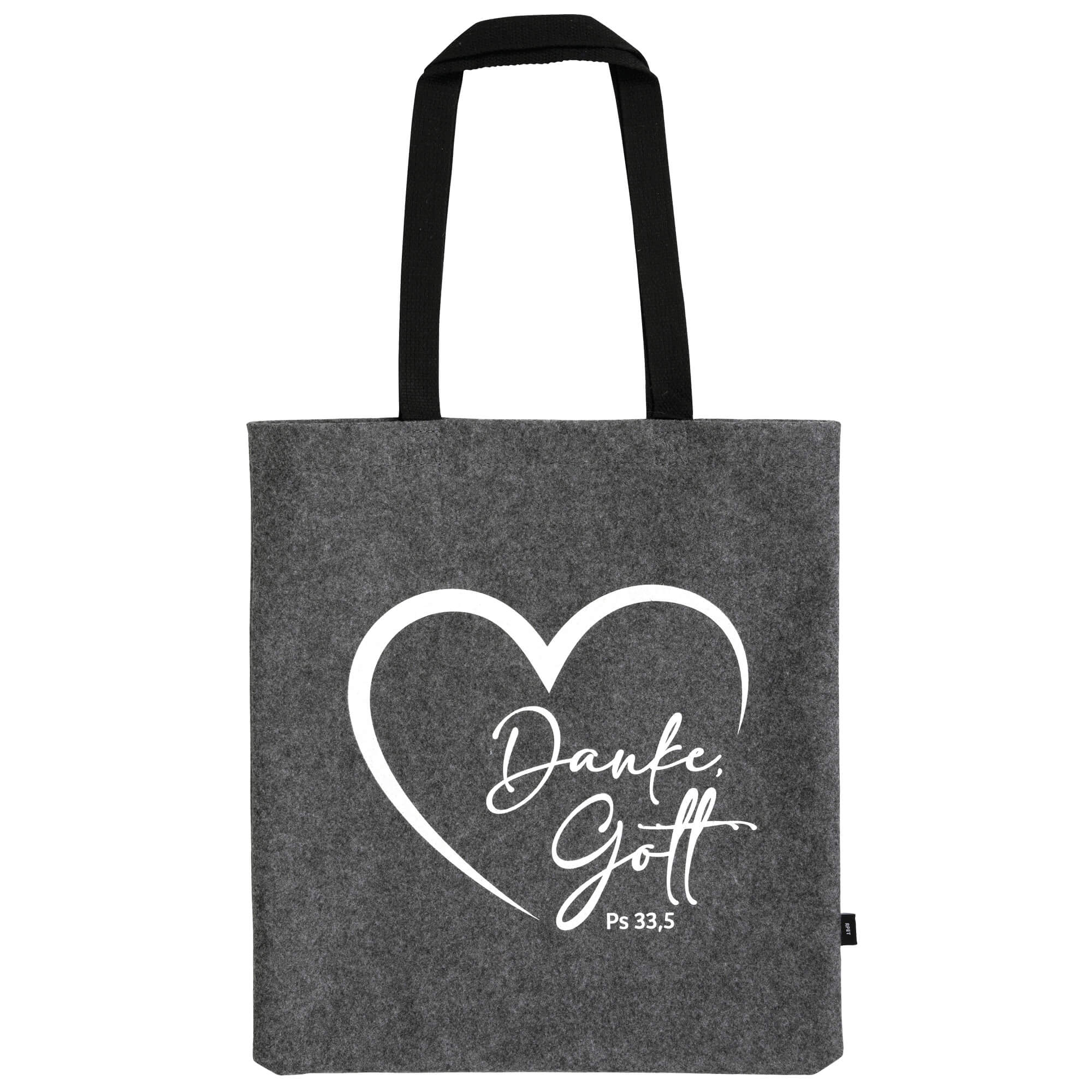 Tasche - Filz-Einkaufstasche/Shopper dunkelgrau - Tragetasche EInkaufstasche Grau Herz