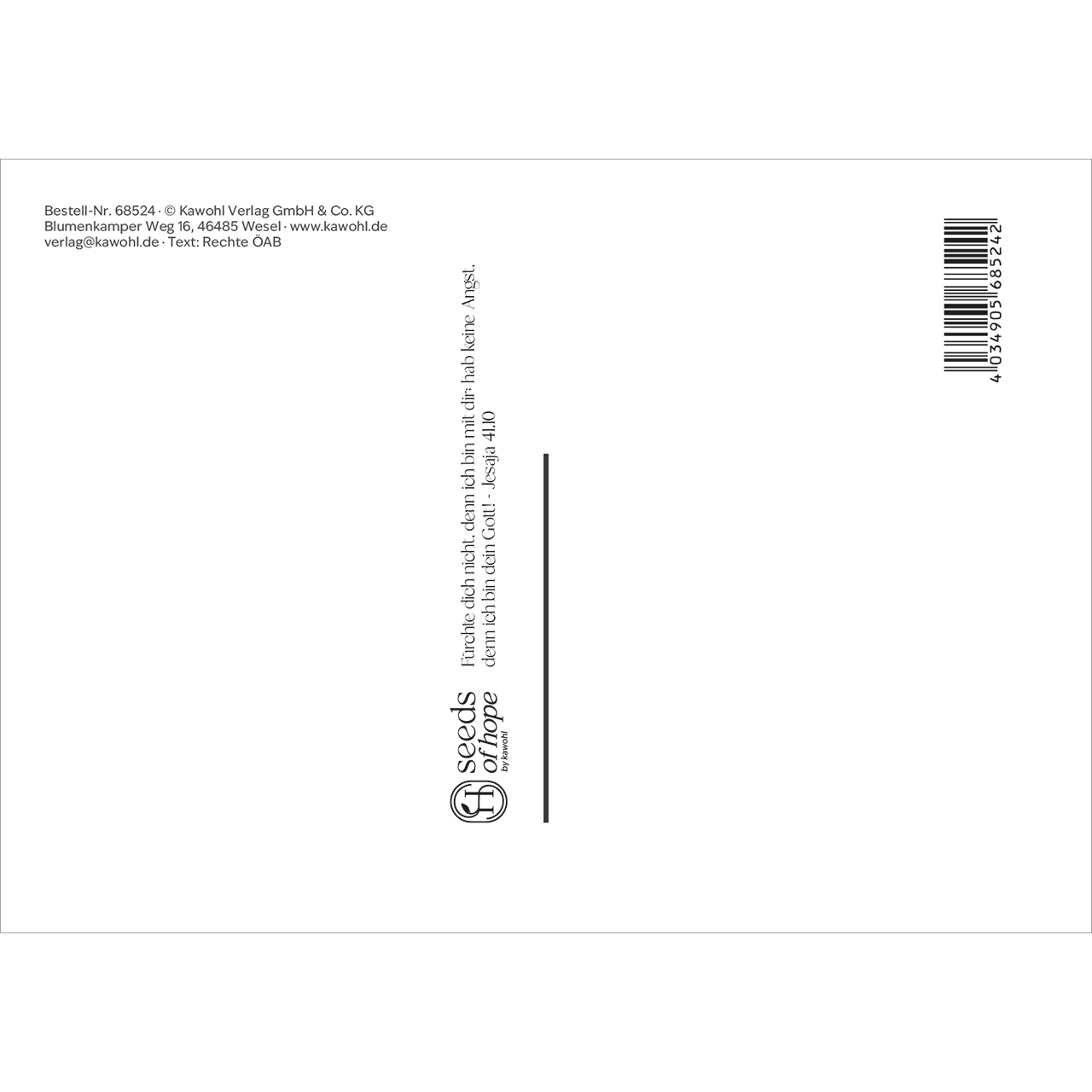Postkarten - Fürchte dich nicht, denn ich bin mit dir;