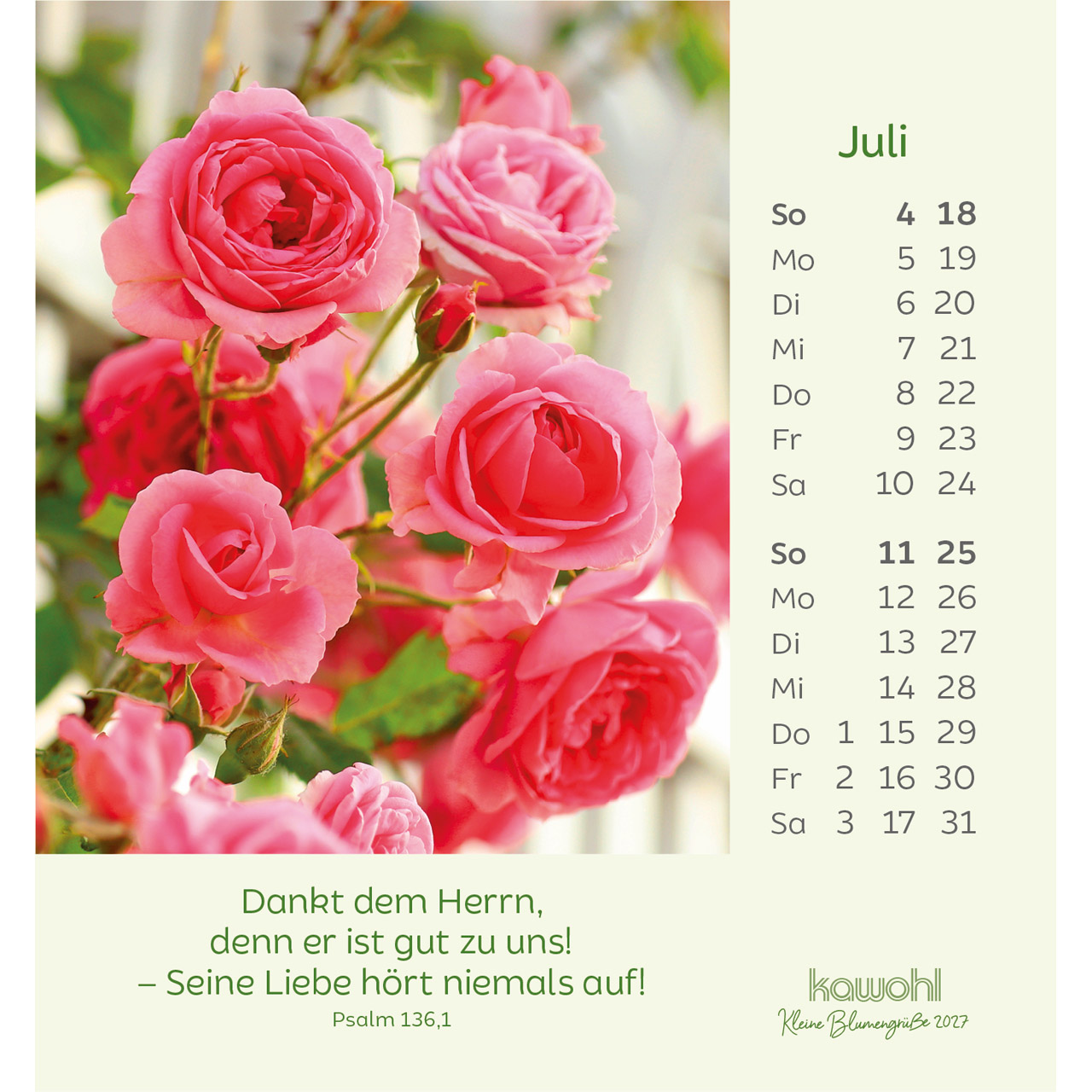 Aufstellkalender - Kleine Blumengrüße 2027
