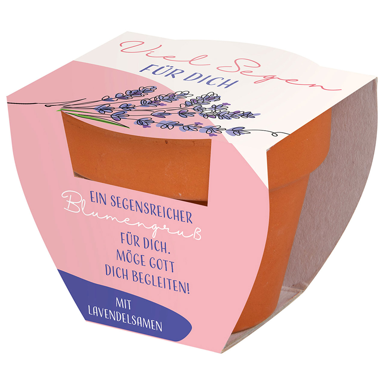 Blumengruß - Viel Segen für dich - Blumen Lavendel Zeichnung