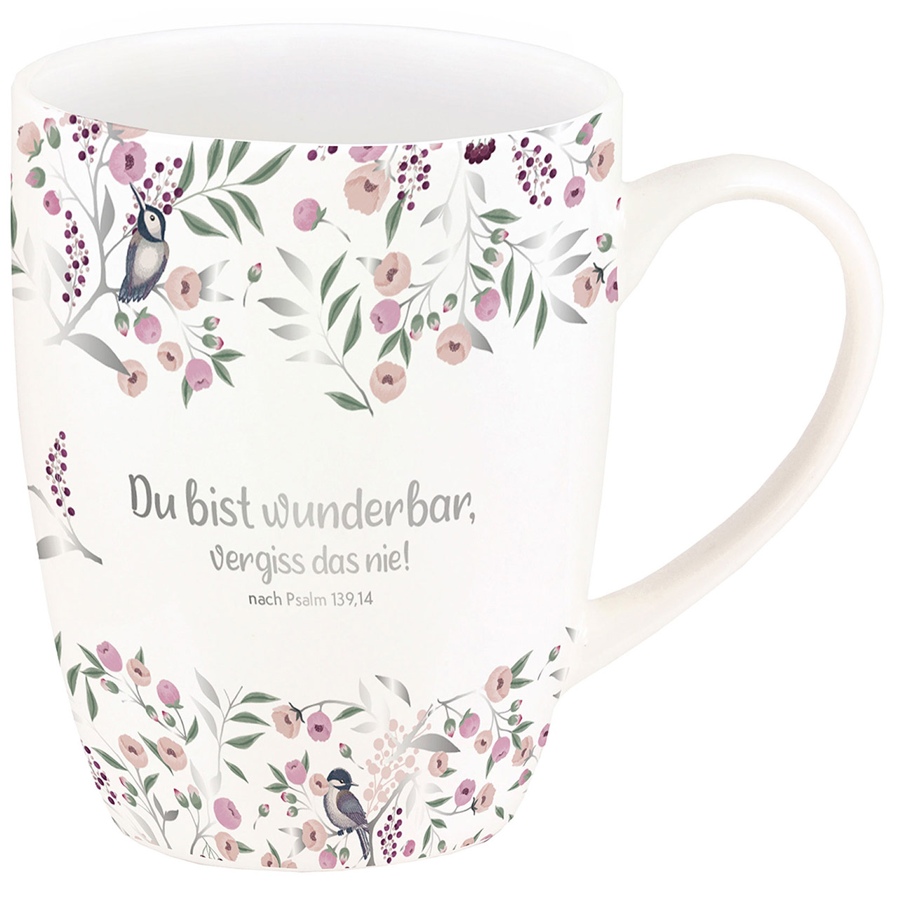 Tasse - Du bist wunderbar, vergiss das nie! - Kolibri Blumen