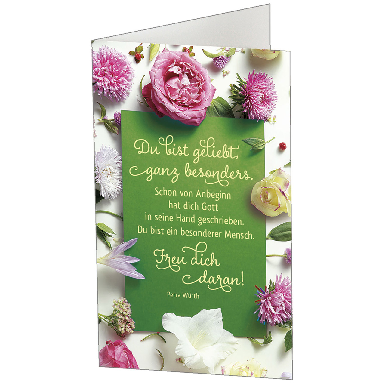 Tasse - Du bist geliebt - Blumen / rosa / weiß