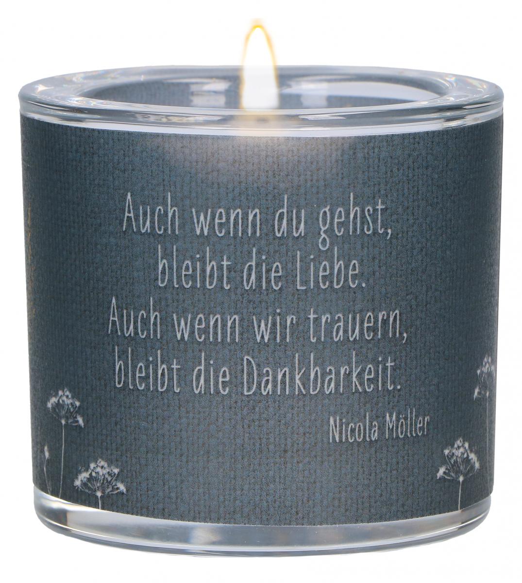 Teelichthalter - Glaswindlicht "Die Liebe bleibt"