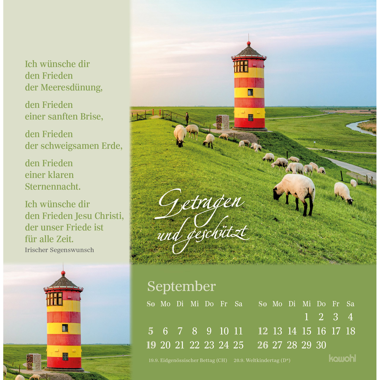 Postkartenkalender - Sei behütet und gesegnet 2027